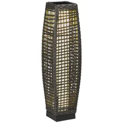 Lámpara Solar de Jardín de Ratán Sintético con Luces LED Encendido/Apagado Automático 21x21x78 cm Gris - Ogal.Es