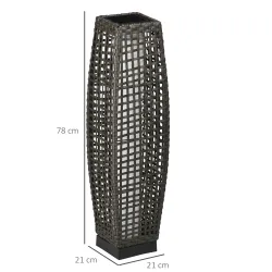 Lámpara Solar de Jardín de Ratán Sintético con Luces LED Encendido/Apagado Automático 21x21x78 cm Gris - Ogal.Es