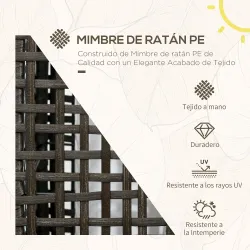 Lámpara Solar de Jardín de Ratán Sintético con Luces LED Encendido/Apagado Automático 21x21x78 cm Gris - Ogal.Es