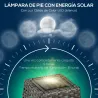 Lámpara Solar de Jardín de Ratán Sintético con Luces LED Encendido/Apagado Automático 21x21x78 cm Gris - Ogal.Es