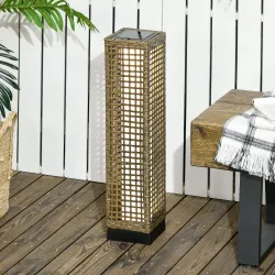 Lámpara Solar de Ratán Sintético con Luces LED Encendido/Apagado Automático para Exterior 15,5x15,5x69 cm Arena - Ogal.Es