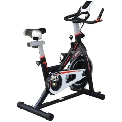 Bicicleta Estática con Volante de 8 kg Pantalla LCD Pulsómetro Sillín y Manillar Ajustables 103x48x115 cm Negro - Ogal.Es