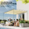 Cubierta para Techo Retráctil de 3,5x2,6m para Pérgola 4x3 Tela de Repuesto con 10 Orificios de Drenaje Crema - Ogal.Es