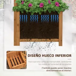 Jardinera con Enrejado de Madera para Trepadoras Plantas Flores Decoración en Esquinas 40x40x145 cm Natural - Ogal.Es