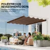 Cubierta para Techo Retráctil de 3,5x2,6m para Pérgola de 4x3 Tela de Repuesto con 10 Orificios de Drenaje Café - Ogal.Es