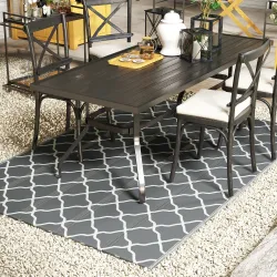 Alfombra Exterior Reversible 182x274 cm de Plástico Impermeable para Terraza Patio Camping Playa Gris y Blanco - Ogal.Es