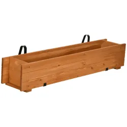 Jardinera de Madera con 2 Ganchos para Colgar para Cultivos Plantas Flores al Exterior 91x18x16,5 cm Natural - Ogal.Es