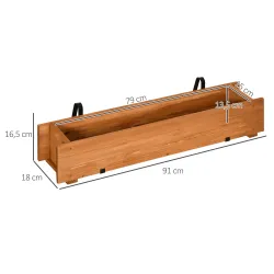 Jardinera de Madera con 2 Ganchos para Colgar para Cultivos Plantas Flores al Exterior 91x18x16,5 cm Natural - Ogal.Es