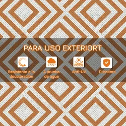 Alfombra Exterior Reversible 182x274 cm de Plástico Impermeable para Terraza Patio Camping Playa Rojo y Blanco - Ogal.Es