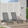 Juego de 2 Tumbonas Reclinables de Jardín de Aluminio con Respaldo Ajustable y Ruedas 165x66x102 cm Gris Oscuro - Ogal.Es