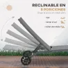 Juego de 2 Tumbonas Reclinables de Jardín de Aluminio con Respaldo Ajustable y Ruedas 165x66x102 cm Gris Oscuro - Ogal.Es