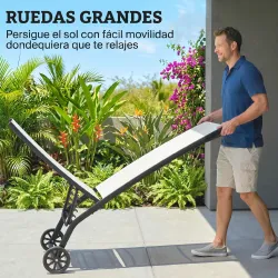 Juego de 2 Tumbonas Reclinables de Jardín de Aluminio con Respaldo Ajustable y Ruedas 165x66x102 cm Blanco Mate - Ogal.Es