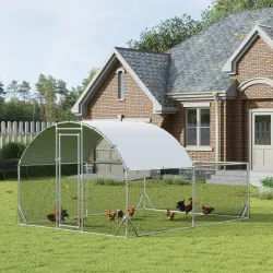Gallinero Exterior Grande 380x280x195 cm para 10-12 Gallinas con Cubierta de Tela para Pollos Conejos Patos Plata - Ogal.Es