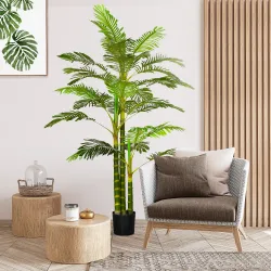 Palmera Areca Artificial 190cm Árbol Artificial con 30 Hojas Decoración de Interior y Exterior Ø19,5x190 cm Verde - Ogal.Es