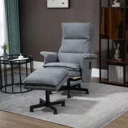 Sillón de Masaje Relax Eléctrico con Reposapiés con Mando a Distancia y 8 Zonas de Masaje 78x93x99 cm Gris - Ogal.Es