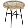 Mesa Auxiliar de Ratán Sintético Redonda para Exteriores con Encimera de Vidrio Templado Ø50x50 cm Beige - Ogal.Es