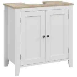 Mueble para Debajo del Lavabo Armario Bajo con 2 Puertas y Estante Ajustable Estilo Moderno 60x30x60 cm Blanco - Ogal.Es