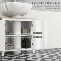 Mueble para Debajo del Lavabo Armario Bajo con 2 Puertas y Estante Ajustable Estilo Moderno 60x30x60 cm Blanco - Ogal.Es