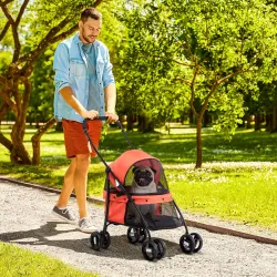 Cochecito para Perros Pequeños Plegable con Ventanas de Malla Cojín Lavable Correas de Seguridad y Marco de Acer... - Ogal.Es