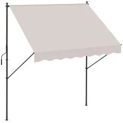 Toldo Manual Retráctil 200x175x210-310 cm Ajustable con Manivela Protección Solar UV40+ para Balcón Terraza Crema - Ogal.Es