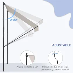 Toldo Manual Retráctil 200x175x210-310 cm Ajustable con Manivela Protección Solar UV40+ para Balcón Terraza Crema - Ogal.Es