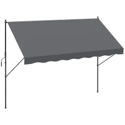 Toldo Manual Retráctil 300x175x210-310 cm Ajustable con Manivela Protección Solar UV40+ para Balcón Terraza Gris - Ogal.Es