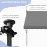Toldo Manual Retráctil 300x175x210-310 cm Ajustable con Manivela Protección Solar UV40+ para Balcón Terraza Gris - Ogal.Es