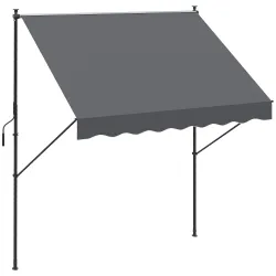 Toldo Manual Retráctil 200x175x210-310 cm Ajustable con Manivela Protección Solar UV40+ para Balcón Terraza Gris - Ogal.Es