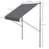 Toldo Manual Retráctil 200x175x210-310 cm Ajustable con Manivela Protección Solar UV40+ para Balcón Terraza Gris - Ogal.Es