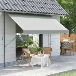 Toldo Manual Retráctil 300x175x210-310 cm Ajustable con Manivela Protección Solar UV40+ para Balcón Terraza Crema - Ogal.Es