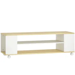 Mueble de TV Flotante y Ruedas con 2 Estantes para Televisores de hasta 55 Pulgadas 120x40x38,5 cm Blanco - Ogal.Es