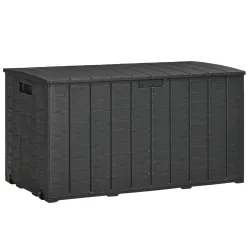 Baúl de Exterior 366L Arcón para Jardín de Plástico de Doble Pared con Ruedas y Asas 122,4x62x64,5 cm Negro - Ogal.Es