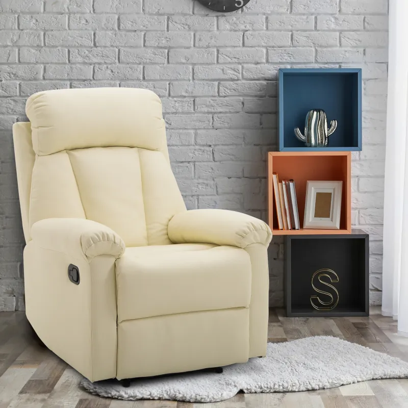 Sillón Relax Reclinable hasta 150° Tapizado en PU Butaca de Salón con Reposapiés Retráctil Respaldo Alto Resposa... - Ogal.Es