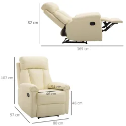 Sillón Relax Reclinable hasta 150° Tapizado en PU Butaca de Salón con Reposapiés Retráctil Respaldo Alto Resposa... - Ogal.Es