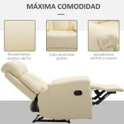 Sillón Relax Reclinable hasta 150° Tapizado en PU Butaca de Salón con Reposapiés Retráctil Respaldo Alto Resposa... - Ogal.Es