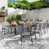 Juegos de Comedor de Jardín con Marco de Aluminio Mesa Extensible y 8 Sillas Apilables para Terraza Patio Gris - Ogal.Es