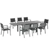 Juegos de Comedor de Jardín con Marco de Aluminio Mesa Extensible y 8 Sillas Apilables para Terraza Patio Gris - Ogal.Es