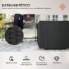 Conjunto de Muebles de Ratán de Jardín Sofá de 3 Plazas Taburete y Mesa de Centro con Encimera de Cristal Negro - Ogal.Es