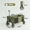 Carro Plegable de Transporte con Mango Telescópico Tablero Plegable y 5 Bolsillos para Jardín 108x55x93 cm Verde - Ogal.Es