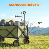 Carro Plegable de Transporte con Mango Telescópico Tablero Plegable y 5 Bolsillos para Jardín 108x55x93 cm Verde - Ogal.Es