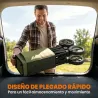 Carro Plegable de Transporte con Mango Telescópico Tablero Plegable y 5 Bolsillos para Jardín 108x55x93 cm Verde - Ogal.Es