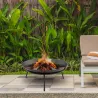 Brasero de Exterior para Jardín Pozo de Fuego de Metal con Atizador para Patio Terraza Ø47x21 cm Negro - Ogal.Es
