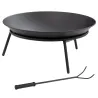 Brasero de Exterior para Jardín Pozo de Fuego de Metal con Atizador para Patio Terraza Ø47x21 cm Negro - Ogal.Es