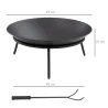 Brasero de Exterior para Jardín Pozo de Fuego de Metal con Atizador para Patio Terraza Ø47x21 cm Negro - Ogal.Es
