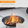 Brasero de Exterior para Jardín Pozo de Fuego de Metal con Atizador para Patio Terraza Ø47x21 cm Negro - Ogal.Es