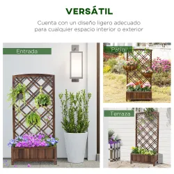 Jardinera con Celosía de Madera para Trepadoras Cultivos Plantas en Terraza Jardín Balcón 60x30x122,5 cm Marrón - Ogal.Es