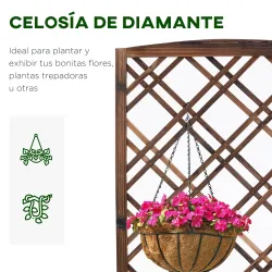 Jardinera con Celosía de Madera para Trepadoras Cultivos Plantas en Terraza Jardín Balcón 60x30x122,5 cm Marrón - Ogal.Es