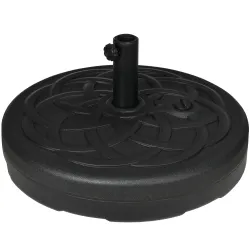 Base de Sombrilla de PE Redonda para Postes de 38mm/48mm Rellenable de Arena 35 kg y Agua 25L Ø56x30,5 cm Negro - Ogal.Es