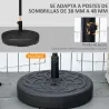 Base de Sombrilla de PE Redonda para Postes de 38mm/48mm Rellenable de Arena 35 kg y Agua 25L Ø56x30,5 cm Negro - Ogal.Es