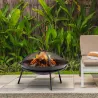 Brasero de Exterior con Tapa y Atizador Pozo de Fuego de Metal para Terraza Patio Jardín Ø47x33 cm Negro - Ogal.Es
